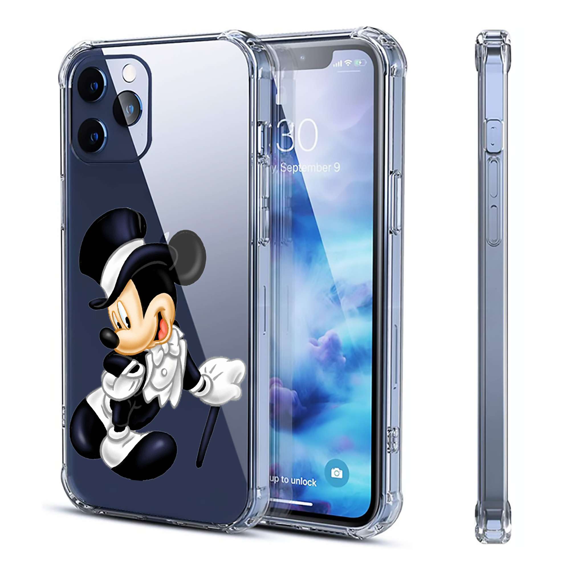 （画像用） ミッキーマウス Mickey Mouse 【iPhone 12シリーズ対応】透明スマホケース（クリアソフトケース）